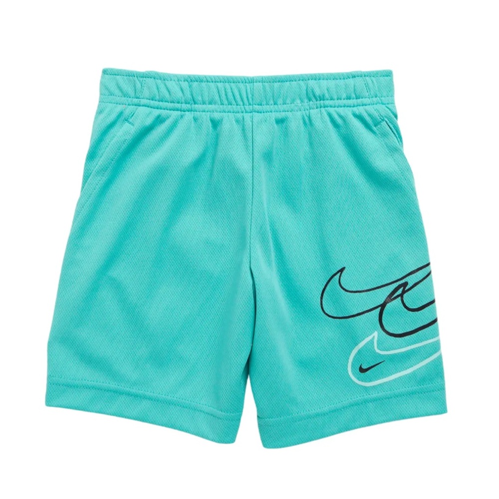 Nike boys logo basketball sport shorts aqua black size 2T 🩵🖤